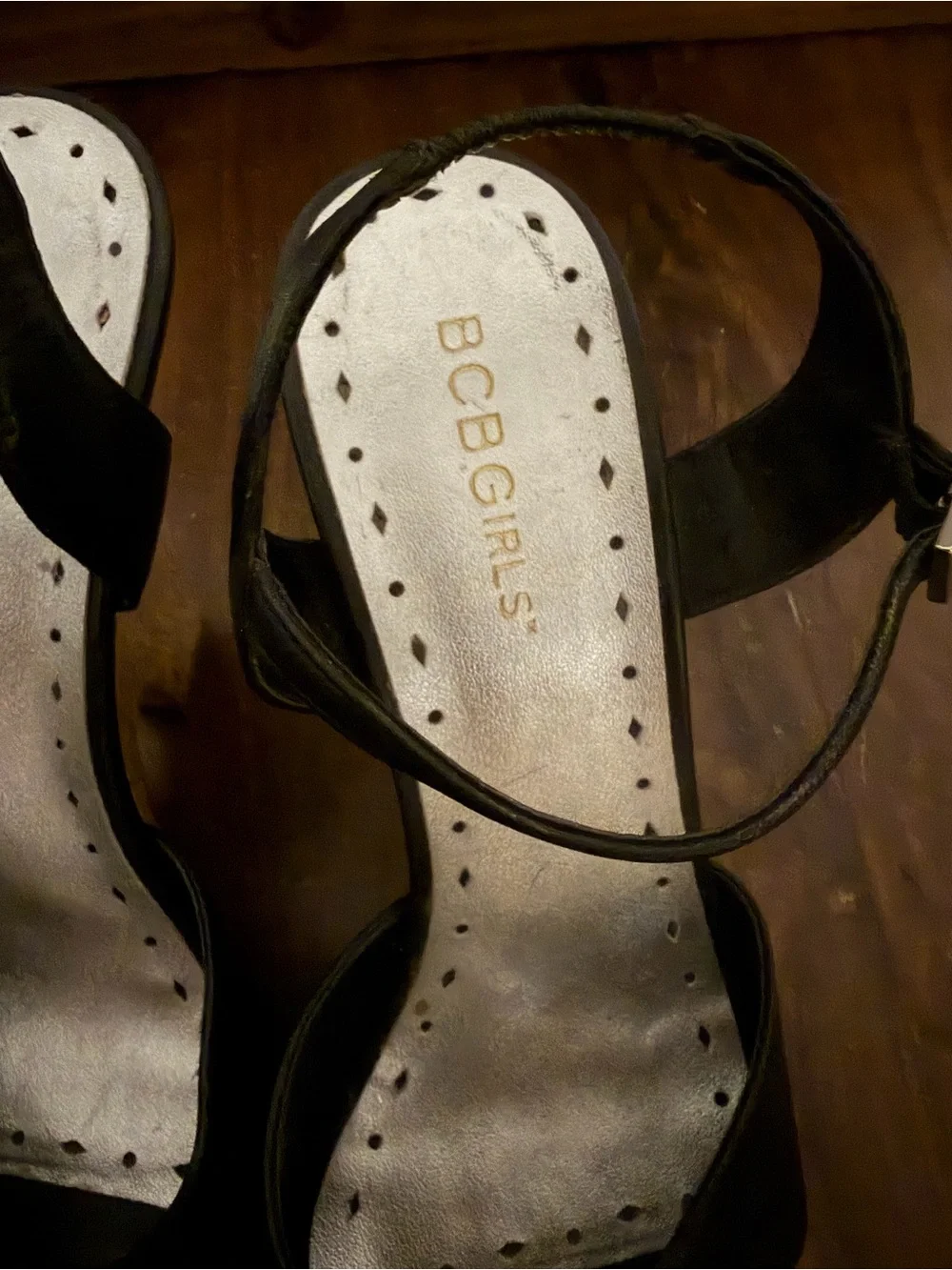 Vintage Y2K BCBGirls Black Cork Wedge Sandals with Ankle Strap